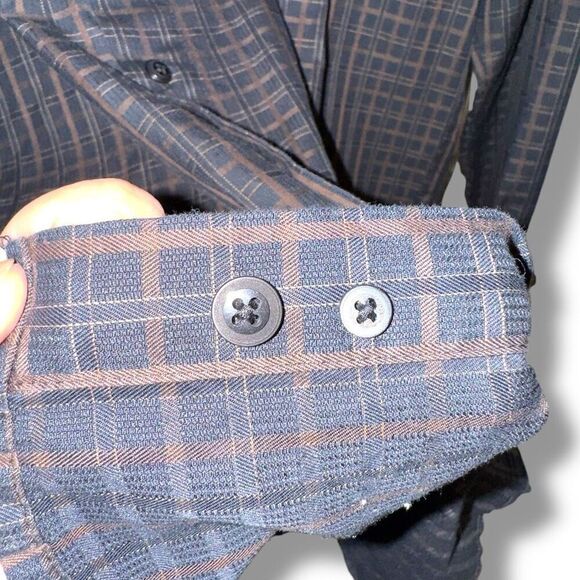 Haupt Ecologic Black Spread Collar 2 Ply Cotton Dress Shirt Sz L 16.5 - Picture 5 of 6